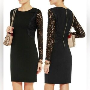Diane Von Furstenberg Black India Crepe Lace Combo Dress Size 8, Excellent shape